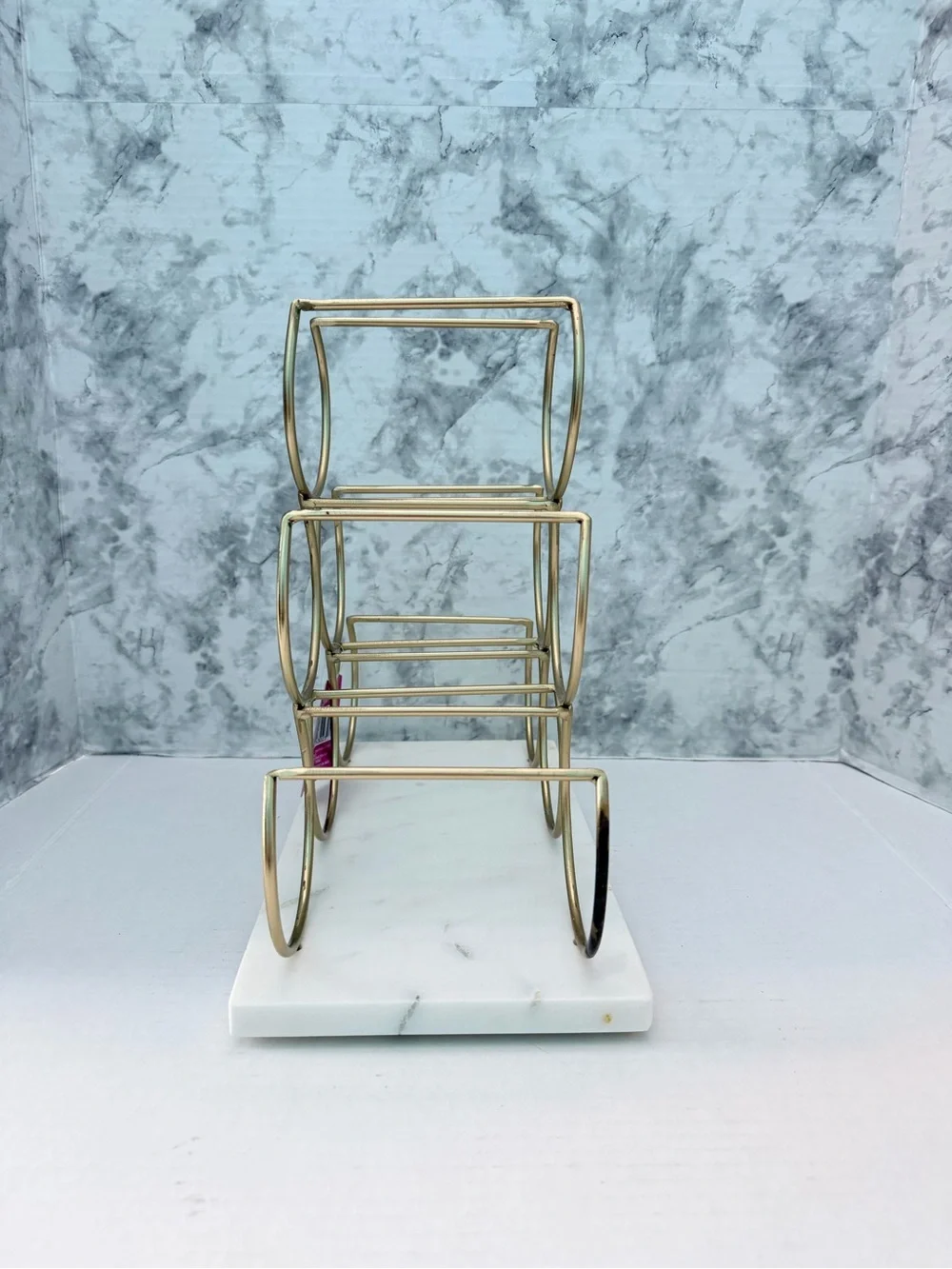 Ashland Gold Crescent Wine Bottle Rack With Marble Base